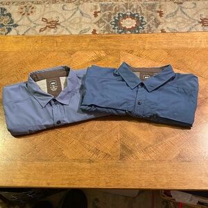 REI Set 2 Mens XL Blue Button Up Lightweight Vented Arms Hiking Gorpcore shirt